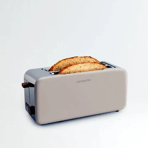 CREATE cream retro toaster with wide bread slices in chrome slots