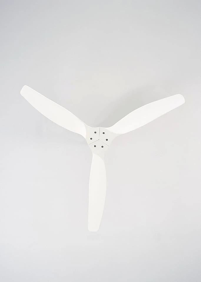White ceiling fan blade on a light gray background