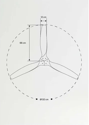 CREATE WIND WOOD ceiling fan measurement diagram Ø132cm