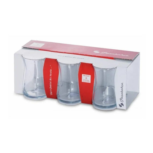 SCHÄFER Heybeli 6-piece tea glass set in retail packaging, 170cc clear glasses for tea serving